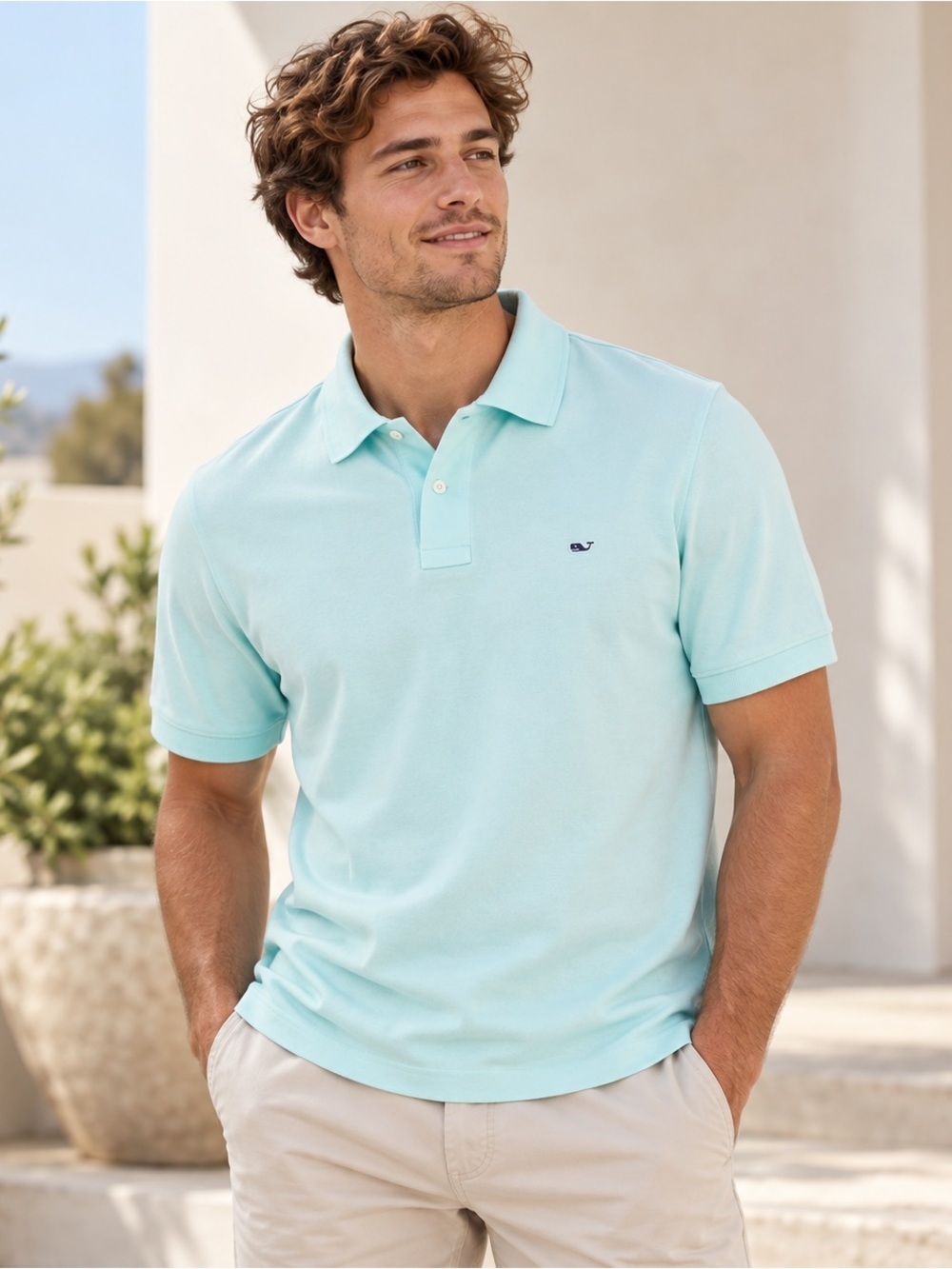 Vineyard Vines Classic Fit Polo Shirt Light Blue XS